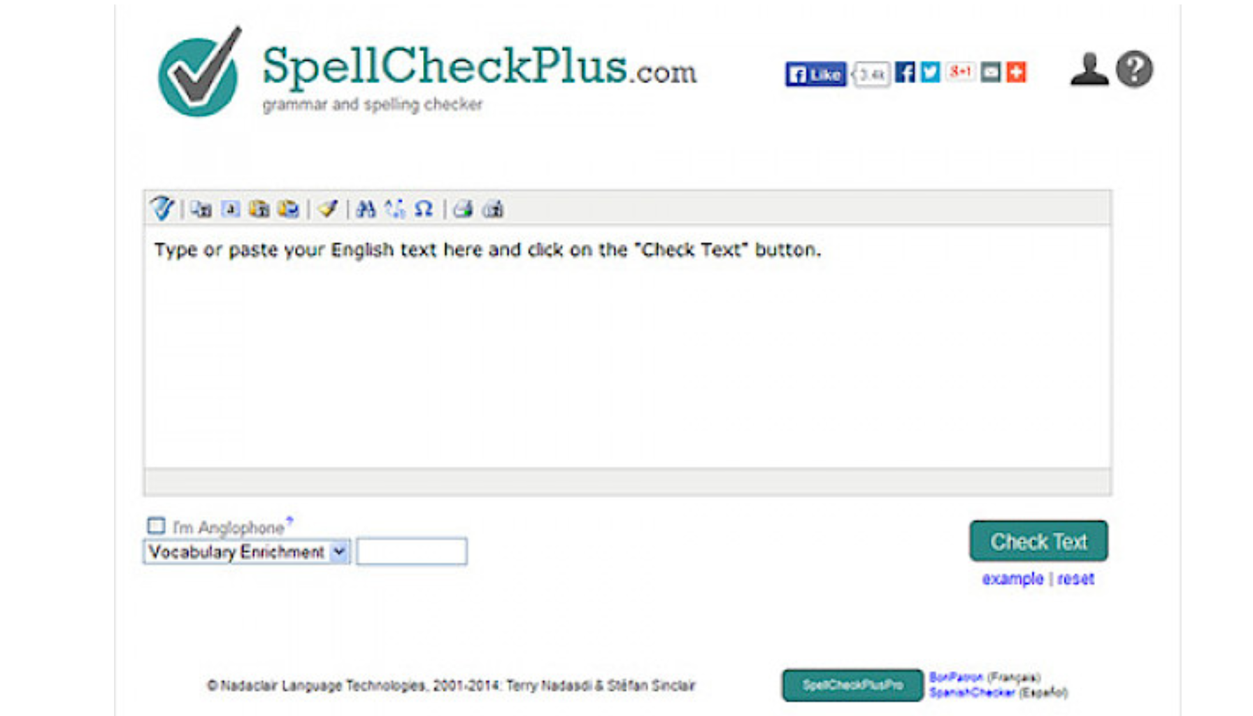 موقع لتصحيح الأخطاء الكتابية SpellCheckPlus